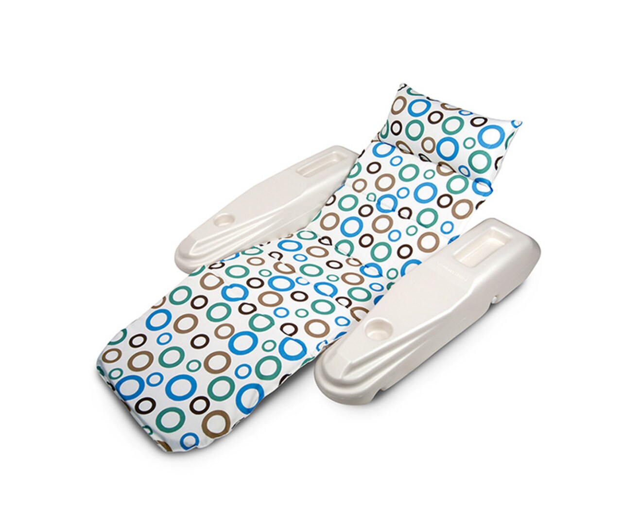 Swim Central 62" White and Blue Rio Sun Mod Dots Adjustable Floating Pool Chaise Lounge